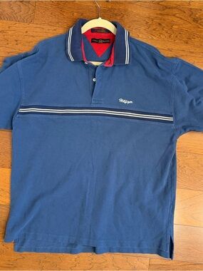 Tommy Hilfiger men’s Blue Polo Shirt w/ accent stripe 100% cotton size XL